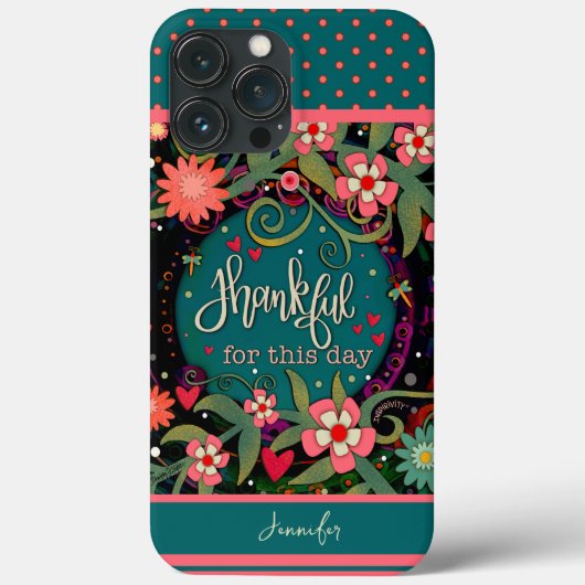 フローラ名前をカスタムする感謝引用文 モダン Case-Mate iPhoneケース (裏面)