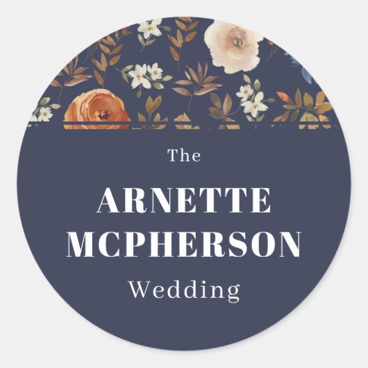 フローラ名結婚付き封筒用シール ラウンドシール (正面)