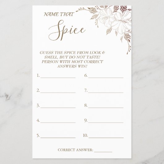 フローラ名SpiceブライダルシャワーゲームカードFly チラシ (正面)