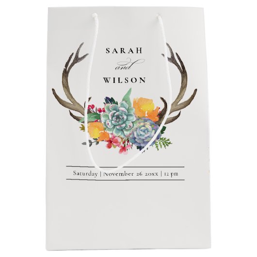 フローラ吸汁性アントラーボヘミアン結婚アリュア ミディアムペーパーバッグ (正面)