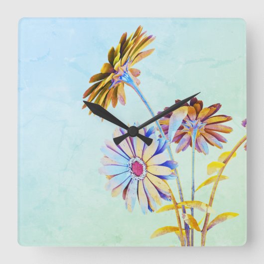 フローラ四角時計 スクエア壁時計 (正面)