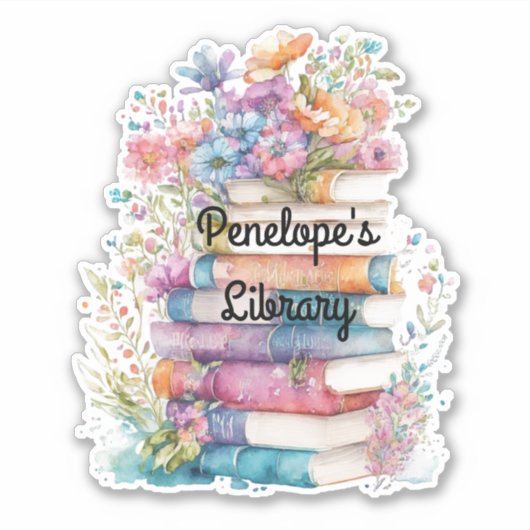 フローラ図書カスタム館のカットビニールシール シール (正面)