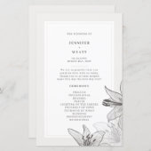 フローラ図解入りの、写真付きのリリー結婚式 プログラム (正面/裏面)