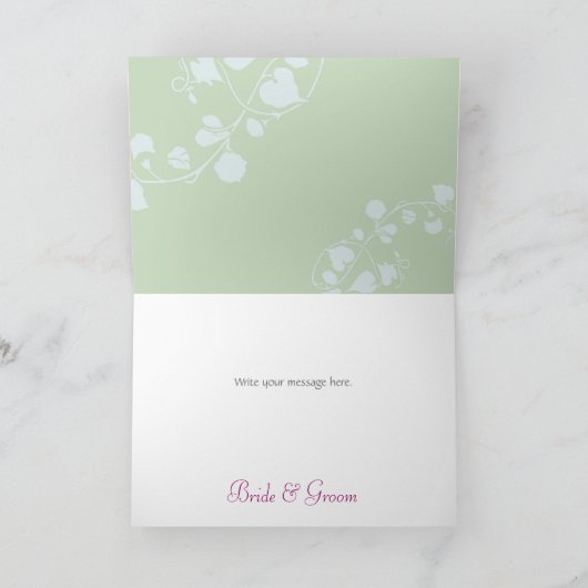 フローラ図解入りの、写真付きのー&バタフライ春の結婚式 サンキューカード (内部)