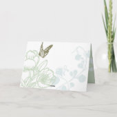 フローラ図解入りの、写真付きのー&バタフライ春の結婚式 サンキューカード (裏面)