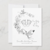 フローラ図解入りの、写真付きの植物性ベビー足妊娠 案内状 (正面)