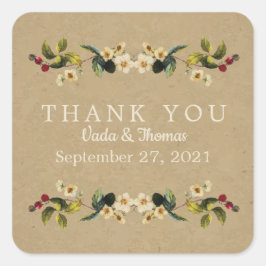 フローラ国サンキューステッカー スクエアシール