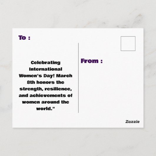 フローラ国際的の女性の日2025 ポストカード (裏面)