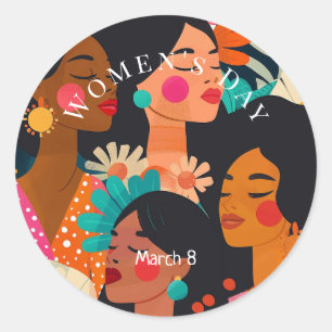 フローラ国際的ピンクウィメンズデー ラウンドシール