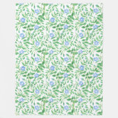 フローラ国 – スタイルブルーペリウィンクルパターン フリースブランケット (正面)