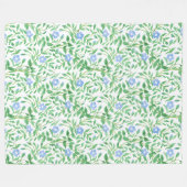 フローラ国 – スタイルブルーペリウィンクルパターン フリースブランケット (正面(横))