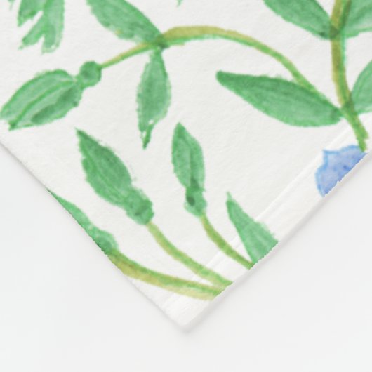 フローラ国 – スタイルブルーペリウィンクルパターン フリースブランケット (角)