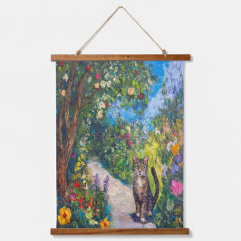 フローラ園の猫 – 印象派絵を描 吊り下げ型タペストリー