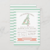 フローラ園 |最初の誕生日パーティーの招待 招待状 (正面/裏面)