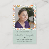 フローラ土葬記念祈りの言葉フォトカード 名刺 (正面)