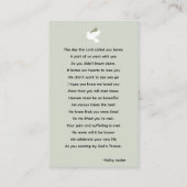 フローラ土葬記念祈りの言葉フォトカード 名刺 (裏面)