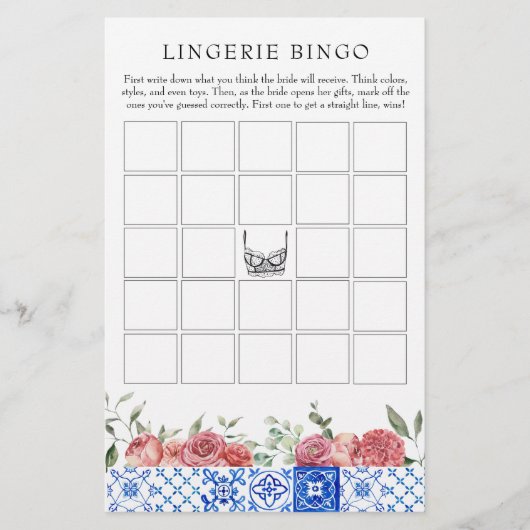 フローラ地中海のピンクゲームランジェリービンゴ 便箋 (正面)