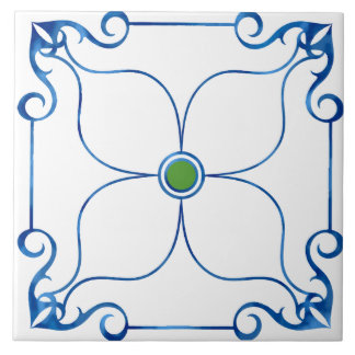 フローラ地中海の対称（緑） タイル