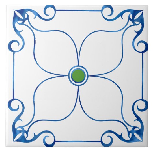 フローラ地中海の対称（緑） タイル (正面)