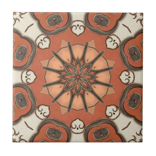 フローラ地中海の抽象芸術幾何タイル タイル (正面)