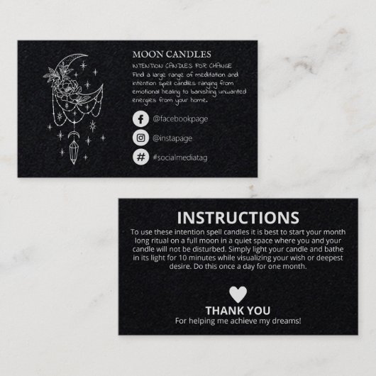 フローラ地殻の月のろうそくの呪文 名刺 (正面/裏面)