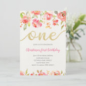 フローラ坊方書道ベビーガールファースト誕生日 招待状 (スタンド正面)