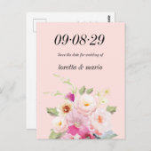 フローラ埃バラ日付の保存招待状 ポストカード (正面/裏面)