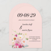 フローラ埃バラ日付の保存招待状 招待状 (正面/裏面)