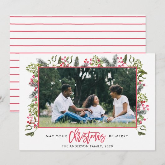 フローラ境界写真クリスマスカード 招待状 (正面/裏面)
