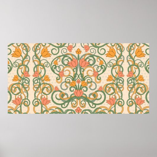 フローラ壁紙アールヌーボースタイル,ヴィンテージ病 ポスター (正面)