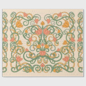 フローラ壁紙アールヌーボースタイル,ヴィンテージ病 ラッピングペーパー (フラット)