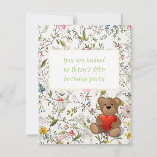 フローラ壁紙パターン 招待状 (正面)