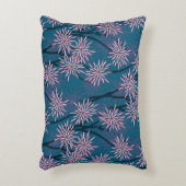 フローラ壁紙:アジアのネイビーブルー、ピンク。 アクセントクッション (正面(垂直))