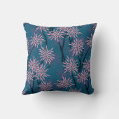 フローラ壁紙：アジアのネイビーブルー、ピンク。 クッション (裏面)