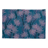 フローラ壁紙：アジアのネイビーブルー、ピンク。 枕カバー (裏面)