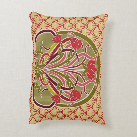 フローラ壁紙,アールヌーボースタイル,ヴィンテージイル アクセントクッション (裏面(縦))