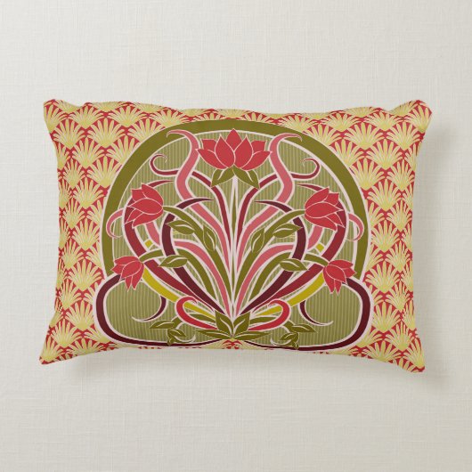 フローラ壁紙,アールヌーボースタイル,ヴィンテージイル アクセントクッション (裏面)