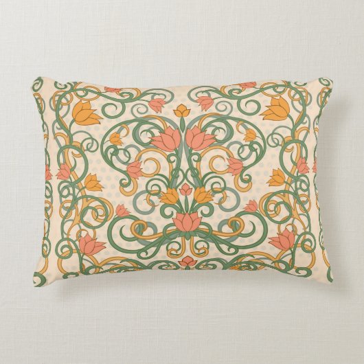 フローラ壁紙,アールヌーボースタイル,ヴィンテージイル アクセントクッション (正面)