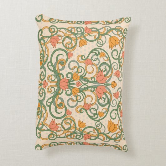フローラ壁紙,アールヌーボースタイル,ヴィンテージイル アクセントクッション (裏面(縦))