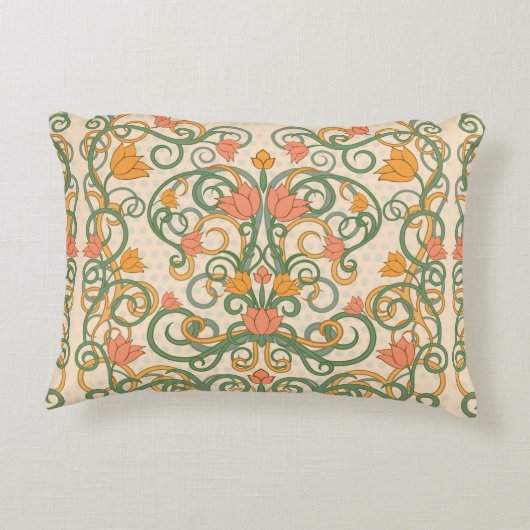 フローラ壁紙,アールヌーボースタイル,ヴィンテージイル アクセントクッション (裏面)