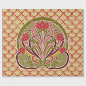 フローラ壁紙，アールヌーボースタイル,ヴィンテージイル ラッピングペーパー (フラット)