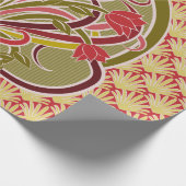 フローラ壁紙，アールヌーボースタイル,ヴィンテージイル ラッピングペーパー (角)