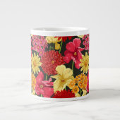 フローラ壁紙，水彩スタイル ジャンボコーヒーマグカップ (正面)