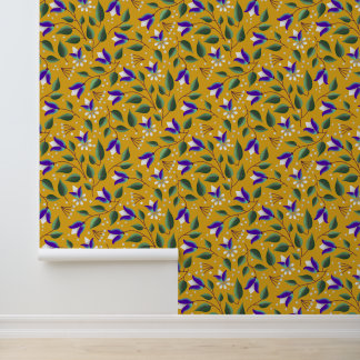 フローラ壁紙（黄色と紫） 壁紙