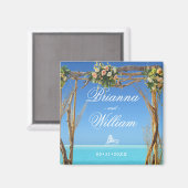 フローラ夏のビーチ結婚式ゲート日付を保存 マグネット (正面/裏面)