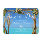 フローラ夏のビーチ結婚式ゲート日付を保存 マグネット (横)