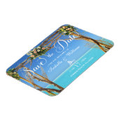 フローラ夏のビーチ結婚式ゲート日付を保存 マグネット (左側)