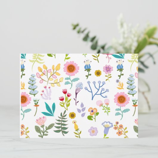 フローラ夏の植物背景の包装紙 招待状 (スタンド正面)