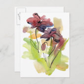 フローラ夏デザイン手絵を描抽象芸術2 ポストカード (正面/裏面)