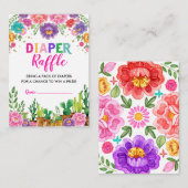 フローラ多汁性フィエスタオムツラッフルベビーシャワー エンクロージャーカード (正面/裏面)